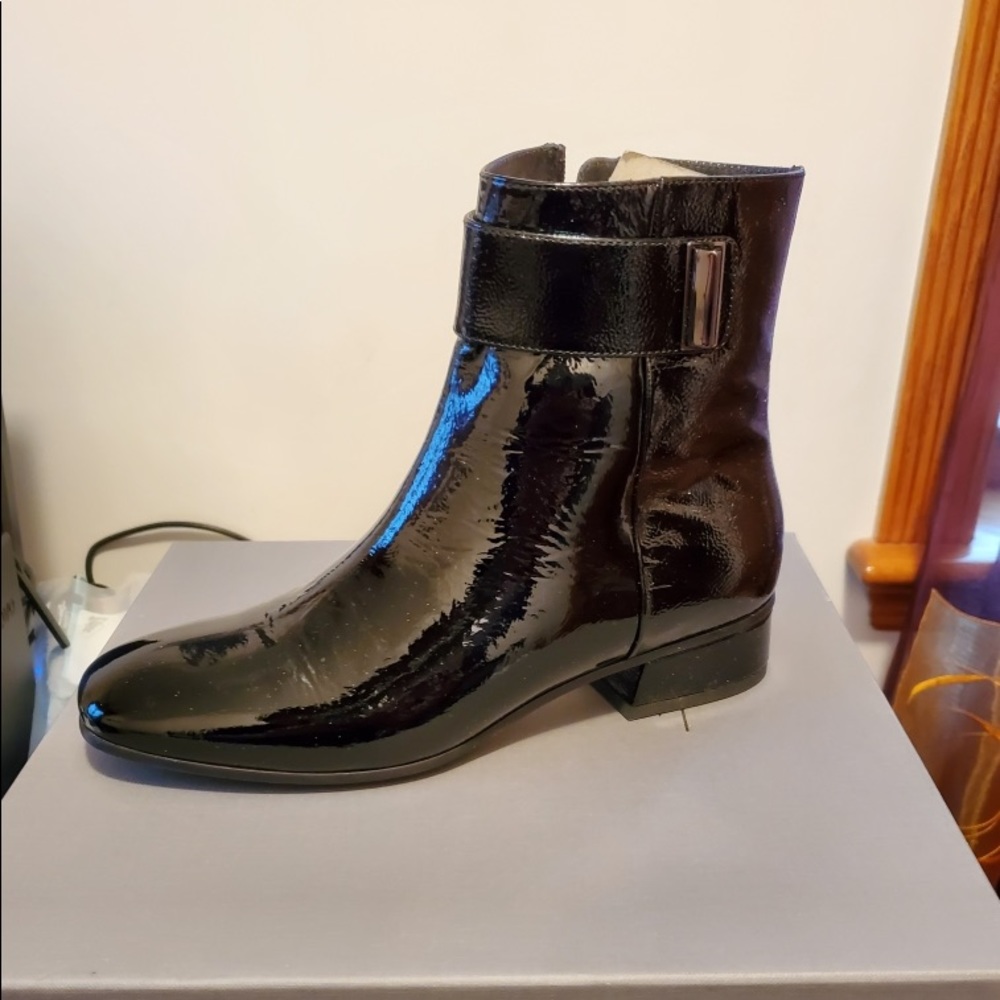 Aquatalia Black Patent Ankle Boots